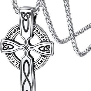 FaithHeart Norse Viking Rune with Adjustable Braided Leather Rope Chain Necklace